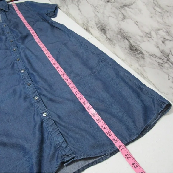 J. Jill Blue Casual Midi Shirt Dress with Notched Collar - Picture 10 of 12